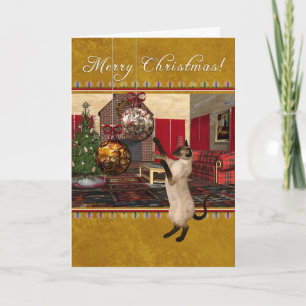 Siamese Cat - Merry Christmas Holiday Card