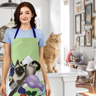 Siamese Cat Mischief Funny Apron