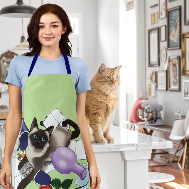 Siamese Cat Mischief Funny Apron (Creator Uploaded)