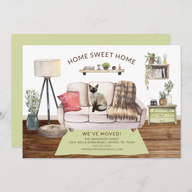 Siamese Cat Moving Announcement (Front/Back)