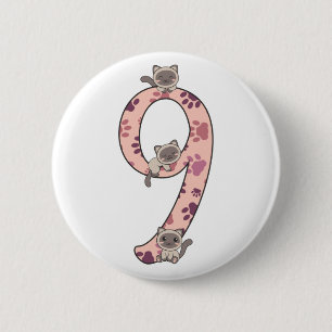 Siamese Cat Ninth Birthday For Kids Cats Button