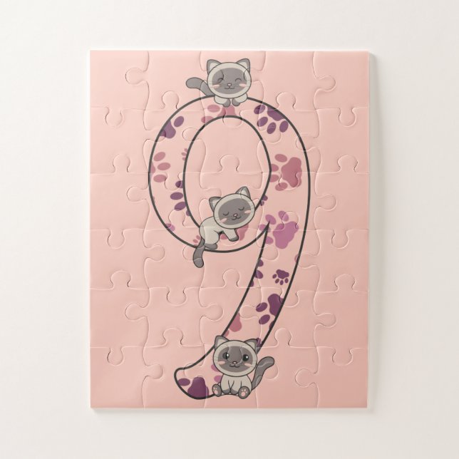 Siamese Cat Ninth Birthday For Kids Cats Jigsaw Pu Jigsaw Puzzle (Vertical)