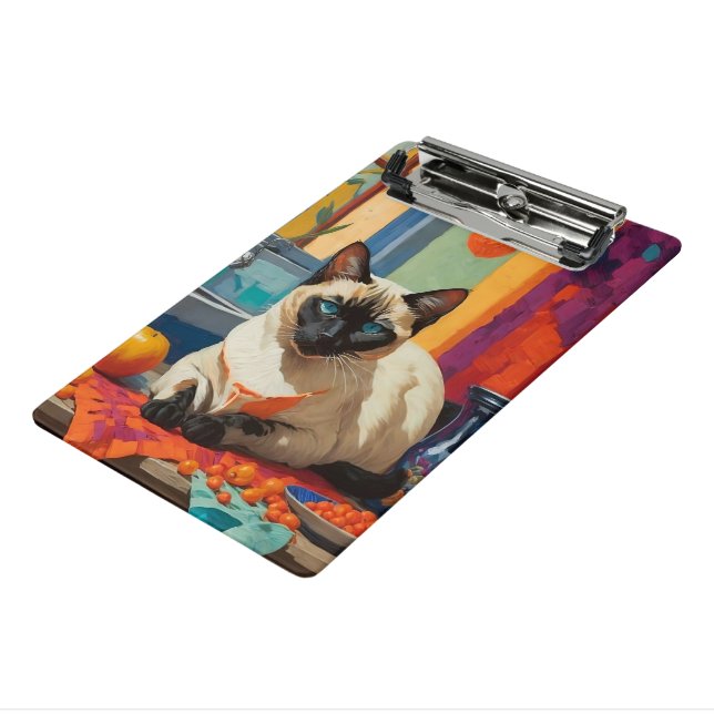 Siamese Cat on Countertop Mini Clipboard (Angled3)