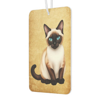 Siamese Cat On Old Paper Car Air Freshener