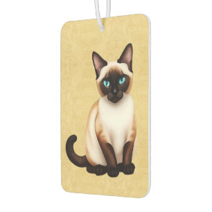 Siamese Cat On Old Paper Car Air Freshener