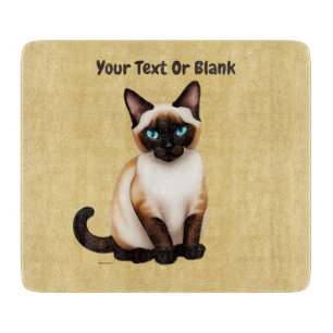 Siamese Cat On Old Paper Cutting Board