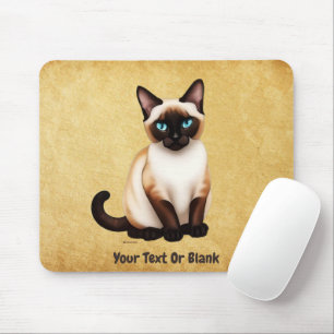 Siamese Cat On Old Paper Mouse Pad