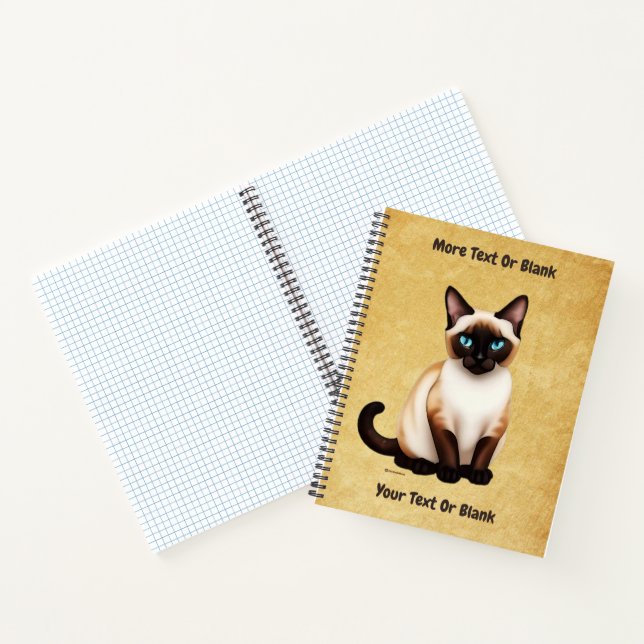 Siamese Cat On Old Paper Notebook (Inside)
