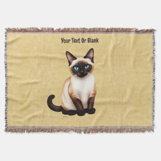 Siamese Cat On Old Paper Throw Blanket