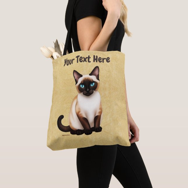 Siamese Cat On Old Paper Tote Bag (Close Up)