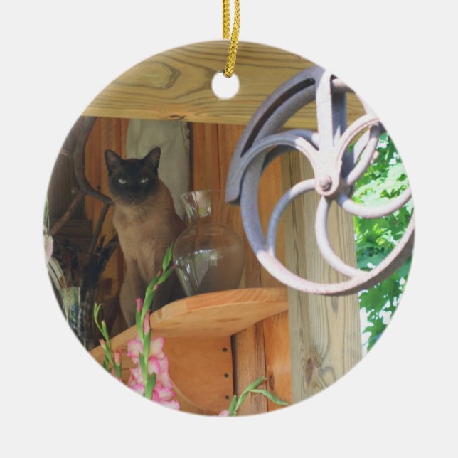 Siamese Cat On Shelf Animal Ornament (Front)
