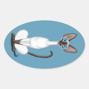Siamese Cat Oval Sticker