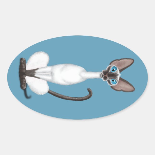Siamese Cat Oval Sticker (Front)