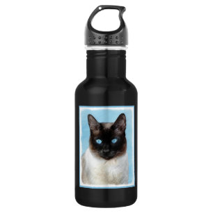 Siamese Cat Painting - Cute Original Cat Art 532 Ml Water Bottle