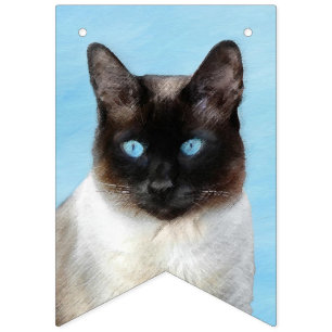 Siamese Cat Painting - Cute Original Cat Art Bunting