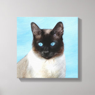 Siamese Cat Painting - Cute Original Cat Art Canvas Print