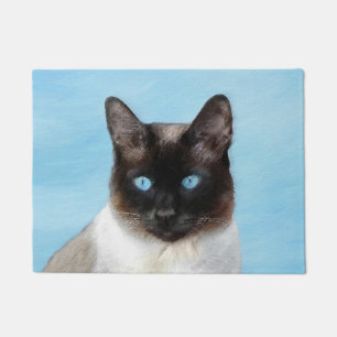 Siamese Cat Painting - Cute Original Cat Art Doormat