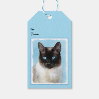Siamese Cat Painting - Cute Original Cat Art Gift Tags