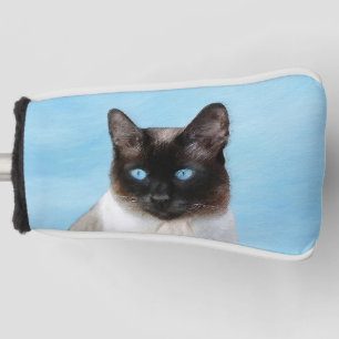 Siamese Cat Painting - Cute Original Cat Art Golf Head Cover