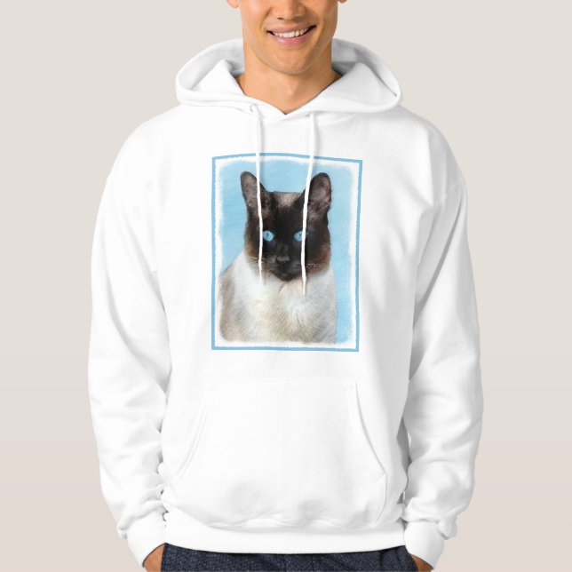Siamese Cat Painting - Cute Original Cat Art Hoodie (Front)
