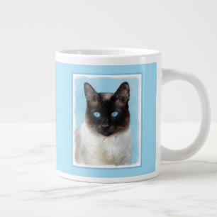 Siamese Cat Painting - Cute Original Cat Art Large Coffee Mug