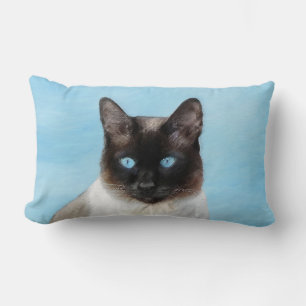 Siamese Cat Painting - Cute Original Cat Art Lumbar Cushion