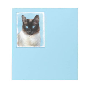 Siamese Cat Painting - Cute Original Cat Art Notepad