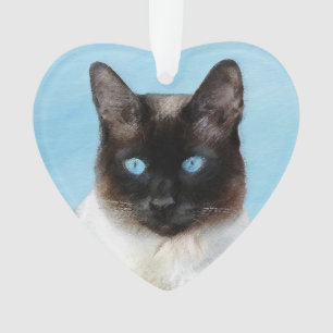 Siamese Cat Painting - Cute Original Cat Art Ornament