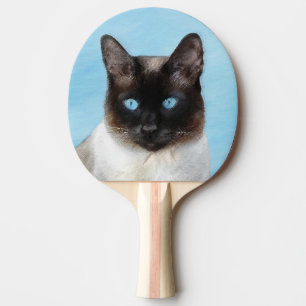 Siamese Cat Painting - Cute Original Cat Art Ping Pong Paddle