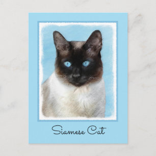 Siamese Cat Painting - Cute Original Cat Art Postcard