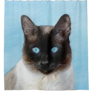 Siamese Cat Painting - Cute Original Cat Art Shower Curtain