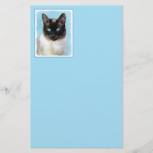 Siamese Cat Painting - Cute Original Cat Art Stationery