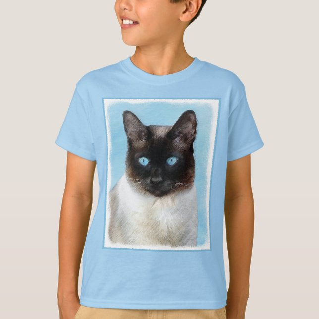 Siamese Cat Painting - Cute Original Cat Art T-Shirt (Front)