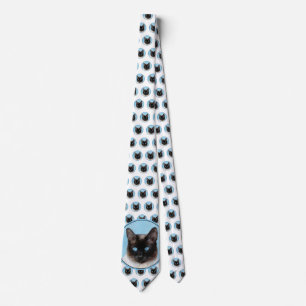 Siamese Cat Painting - Cute Original Cat Art Tie