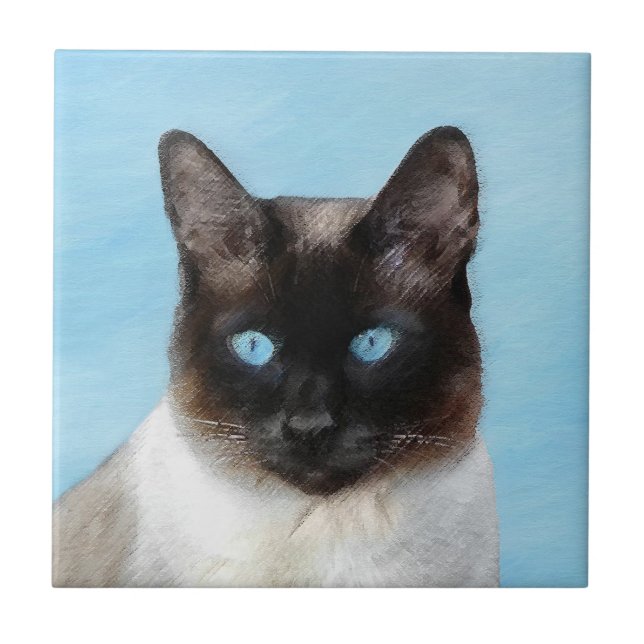 Siamese Cat Painting - Cute Original Cat Art Tile (Front)