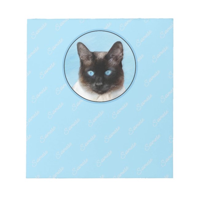 Siamese Cat Painting Original Animal Art Notepad (Front)