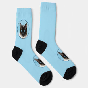 Siamese Cat Painting Original Animal Art Socks