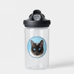Siamese Cat Painting Original Animal Art Water Bottle