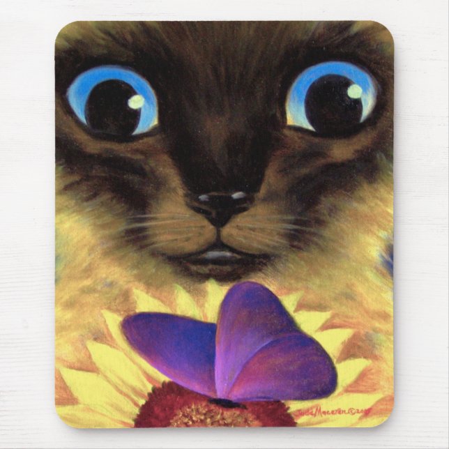 Siamese Cat Painting With Butterfly - Multi Mouse Pad (Front)