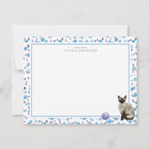 Siamese Cat Personalised Stationery Card