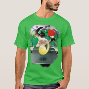 Siamese Cat Playing Table Tennis Ping Pong T-Shirt