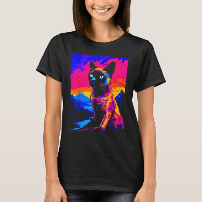 Siamese Cat Pop Art T-Shirt (Front)