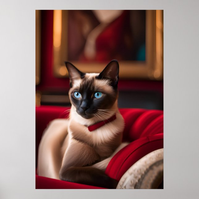 Siamese Cat Portrait Fine Art Poster — Blue Eyes (Front)