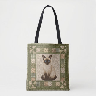 Siamese Cat Quilt Personalise Tote Bag