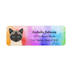 Siamese Cat Rainbow Return Address Labels