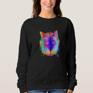 Siamese Cat Rainbow Space Black Sweatshirt