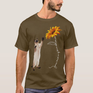 Siamese Cat Reaching the Sunflower  T-Shirt