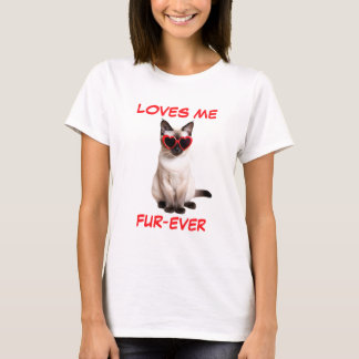Siamese Cat Red Heart Heart-Shaped Sunglasses T-Shirt