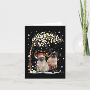 Siamese Cat Reindeer Hat Santa Christmas Tree Funn Card