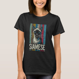 Siamese Cat Retro Stripes Cool Feline T-Shirt